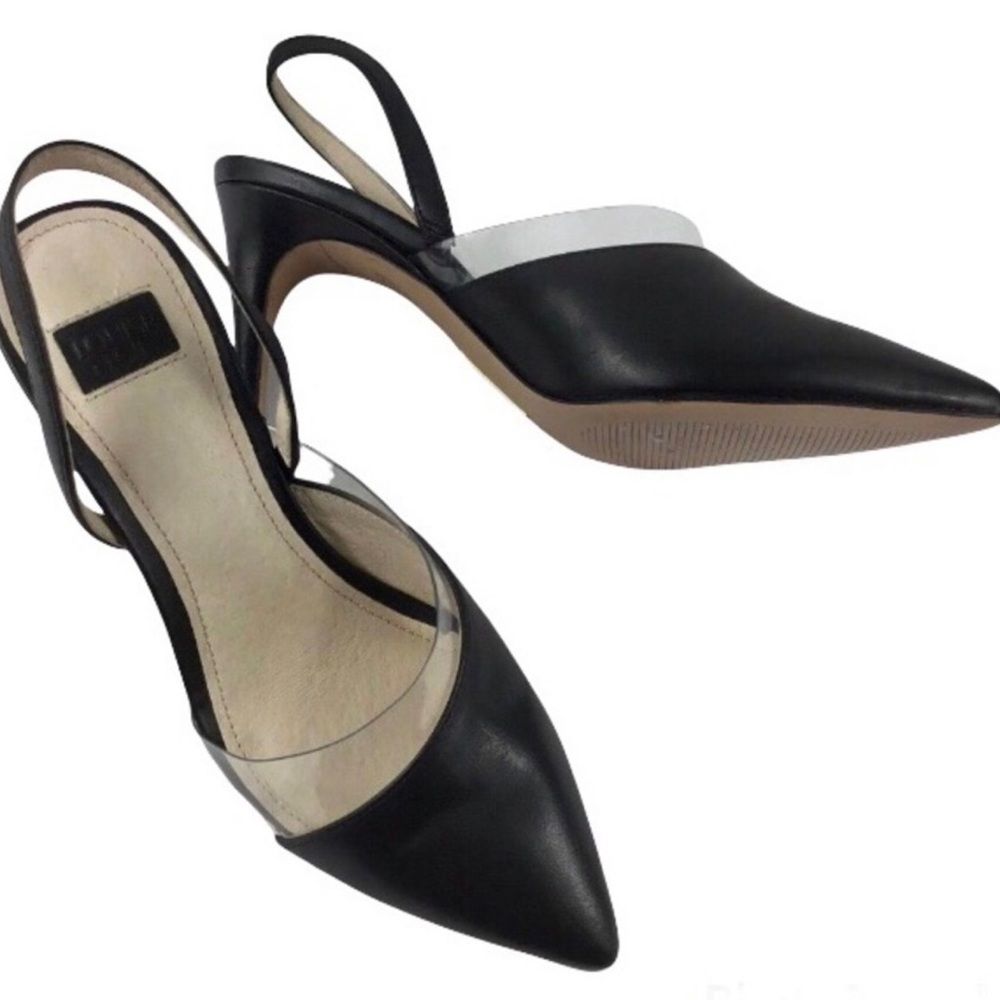 ✨SALE Louise ET CIE Kareens Slingback Stiletto Black Transparent Trim - Picture 4 of 7